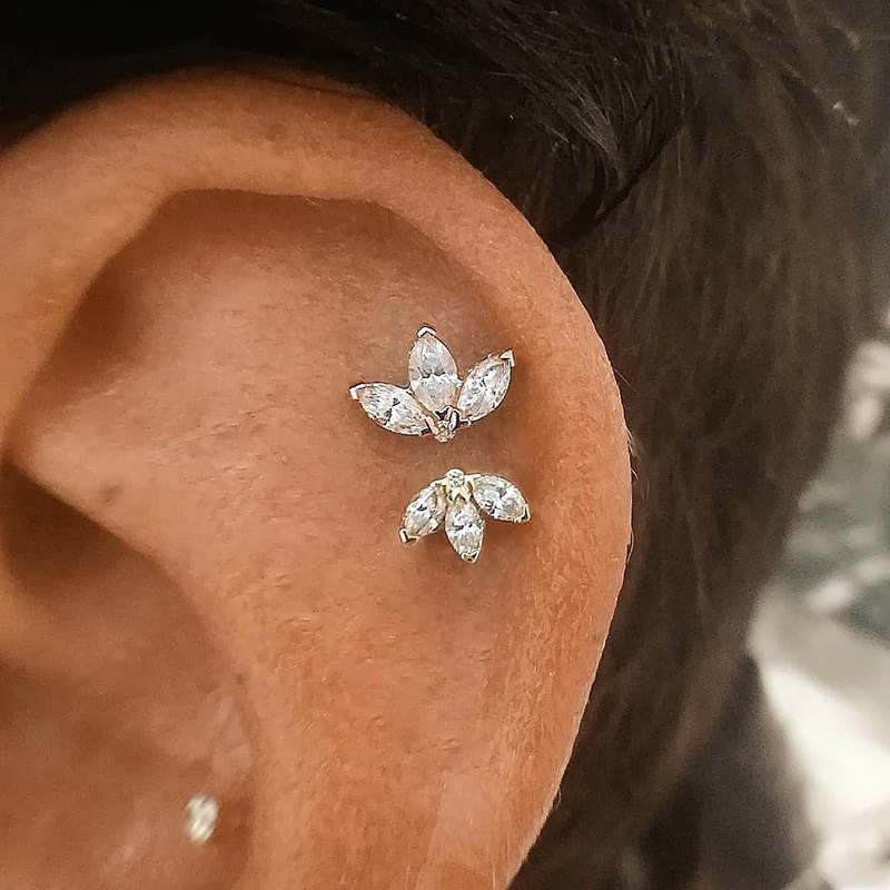 Simple Style Flower Copper Inlay Zircon Ear Studs 1 Pair