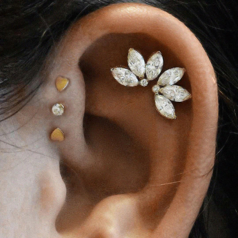 Simple Style Flower Copper Inlay Zircon Ear Studs 1 Pair