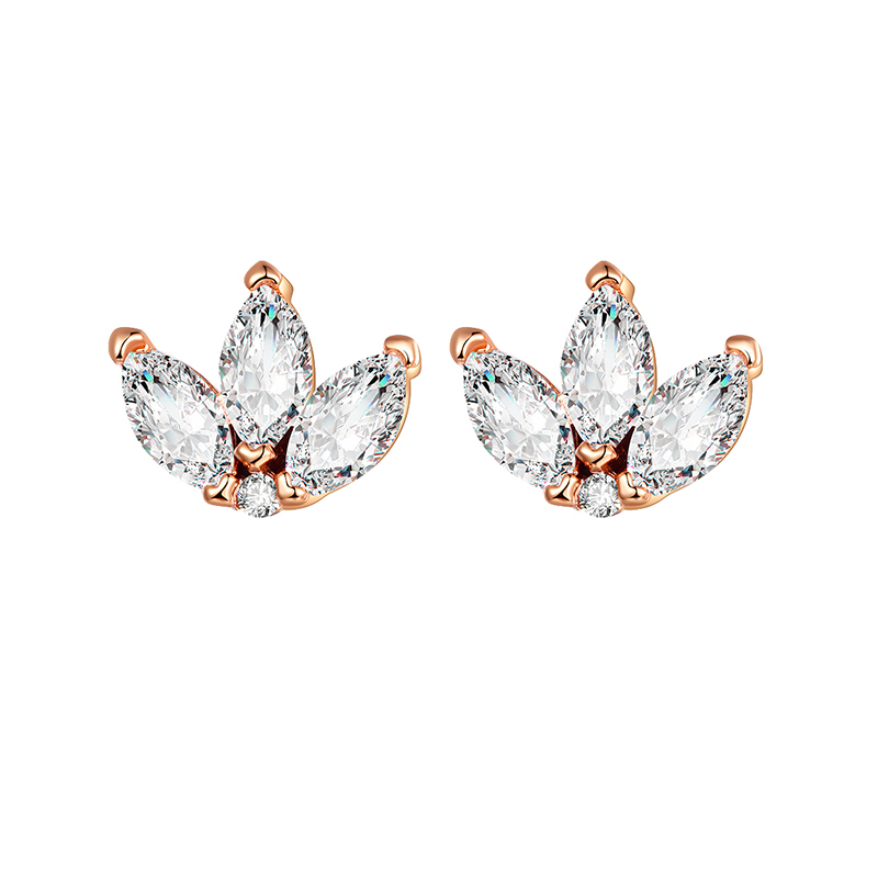 Simple Style Flower Copper Inlay Zircon Ear Studs 1 Pair