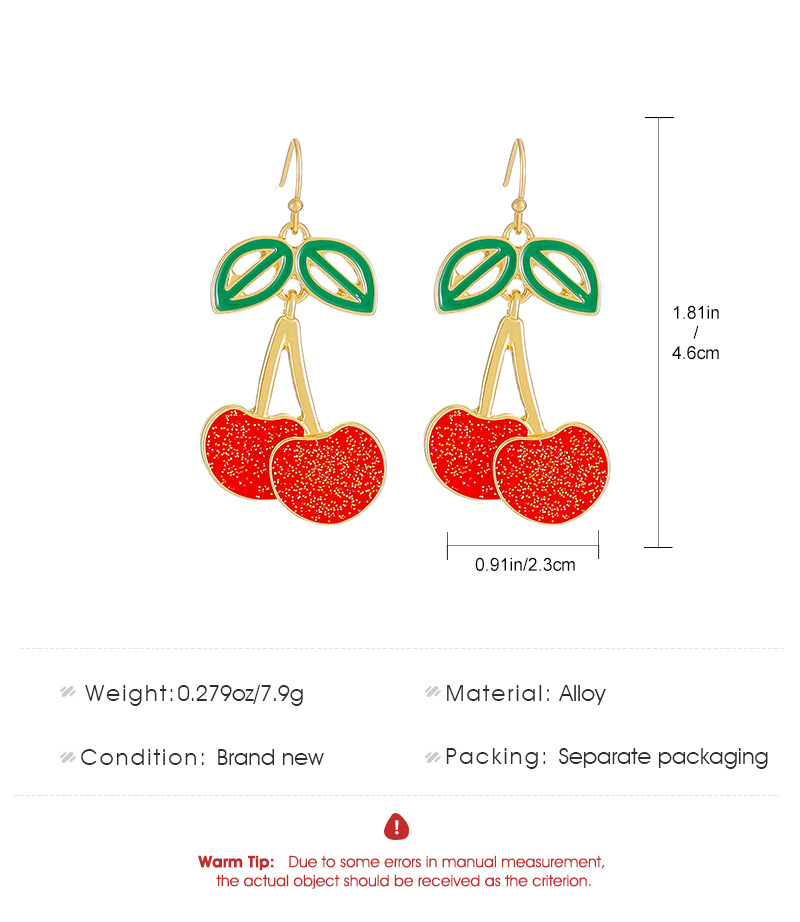 Fashion Cherry Alloy Enamel Hollow Out Womenu0027S Drop Earrings 1 Pair