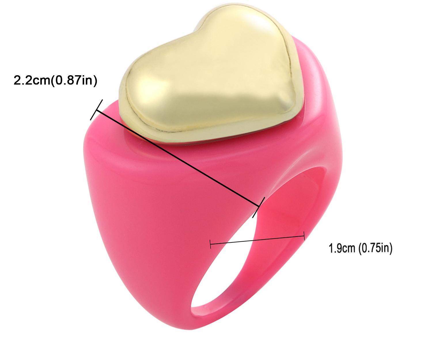 Fashion Heart Shape Alloy Plastic Resin Womenu0027S Rings 1 Piece