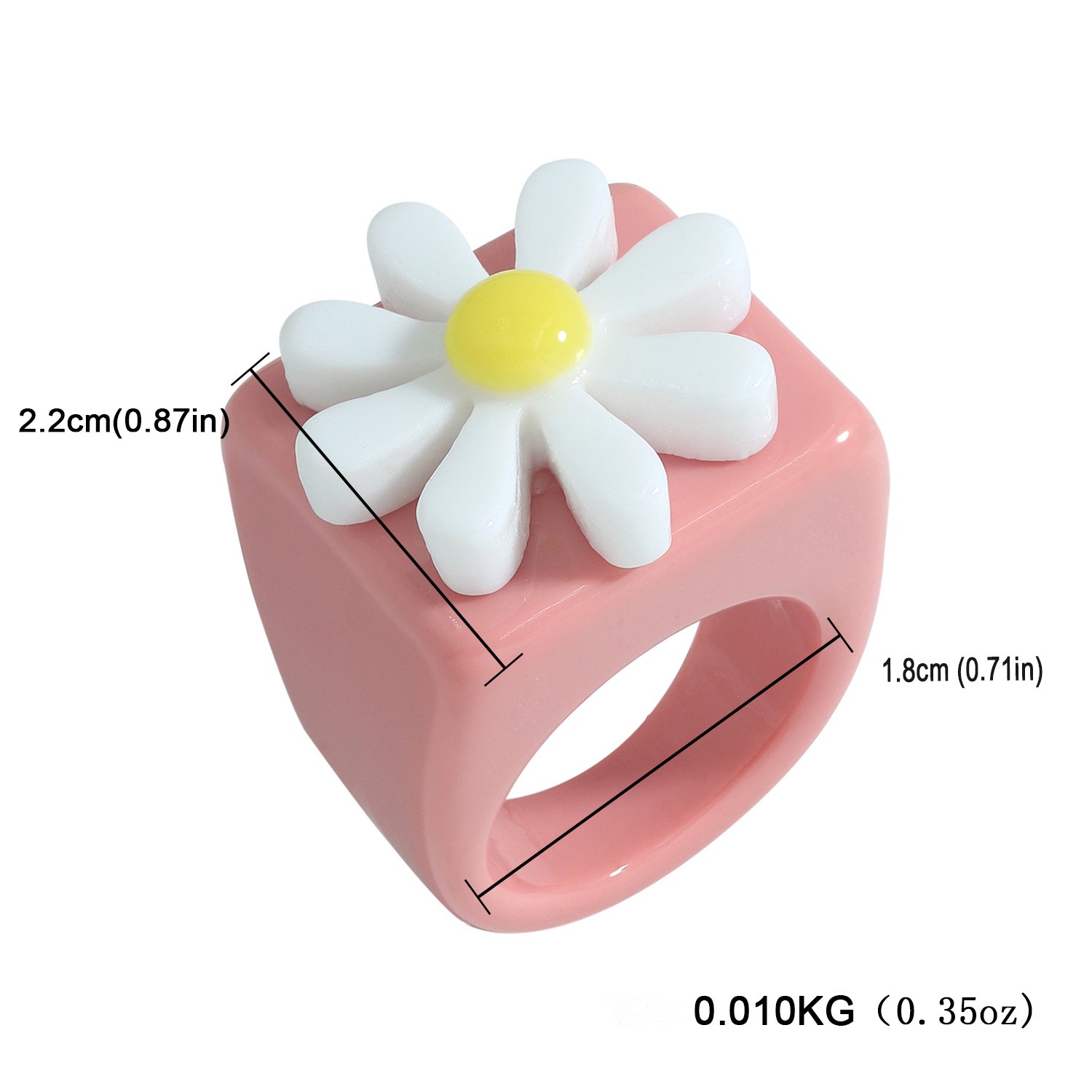 Cartoon Style Flower Plastic Resin Patchwork Womenu0027S Rings 1 Piece