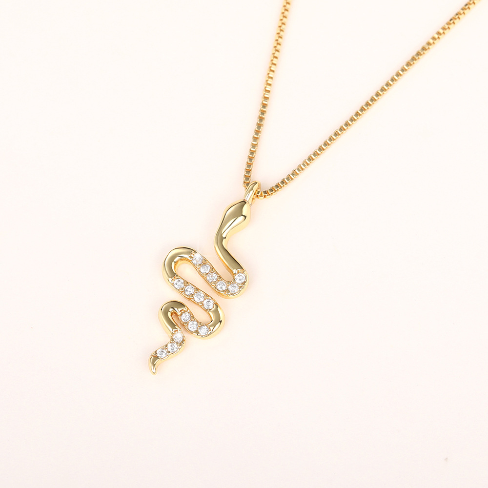 Fashion Snake Copper Plating Zircon Pendant Necklace 1 Piece