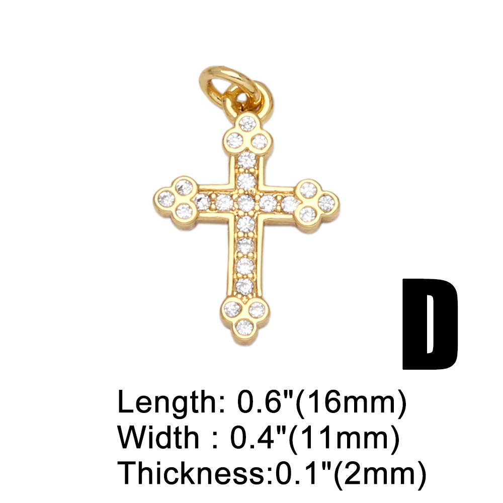 Simple Style Cross Heart Shape Butterfly Copper Gold Plated Zircon Jewelry Accessories 1 Piece