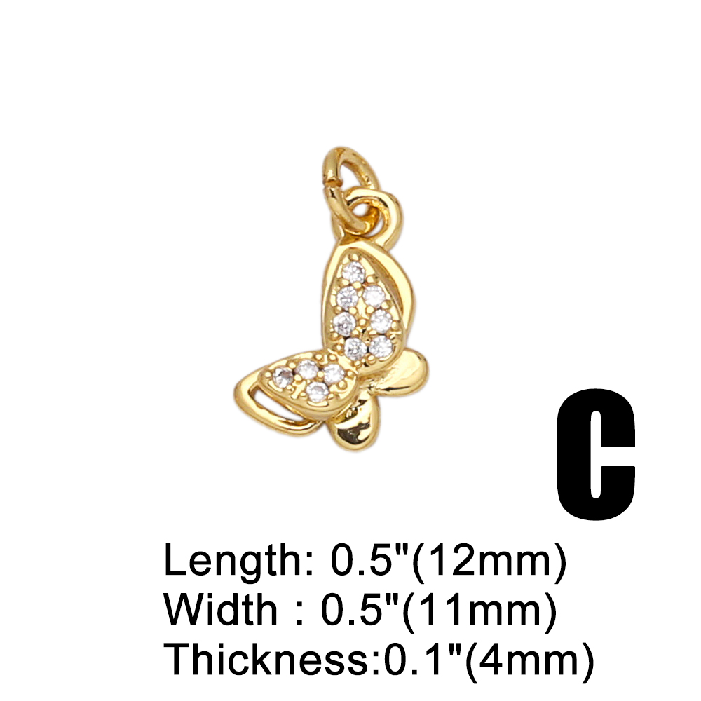 Simple Style Cross Heart Shape Butterfly Copper Gold Plated Zircon Jewelry Accessories 1 Piece