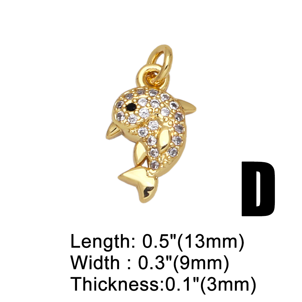 Simple Style Clouds Dolphin Butterfly Copper Gold Plated Zircon Jewelry Accessories 1 Piece