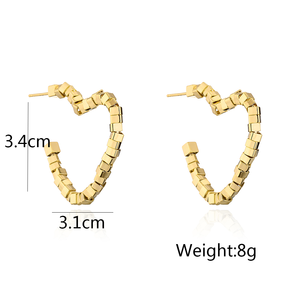 Fashion Heart Shape Copper Plating Earrings 1 Pair