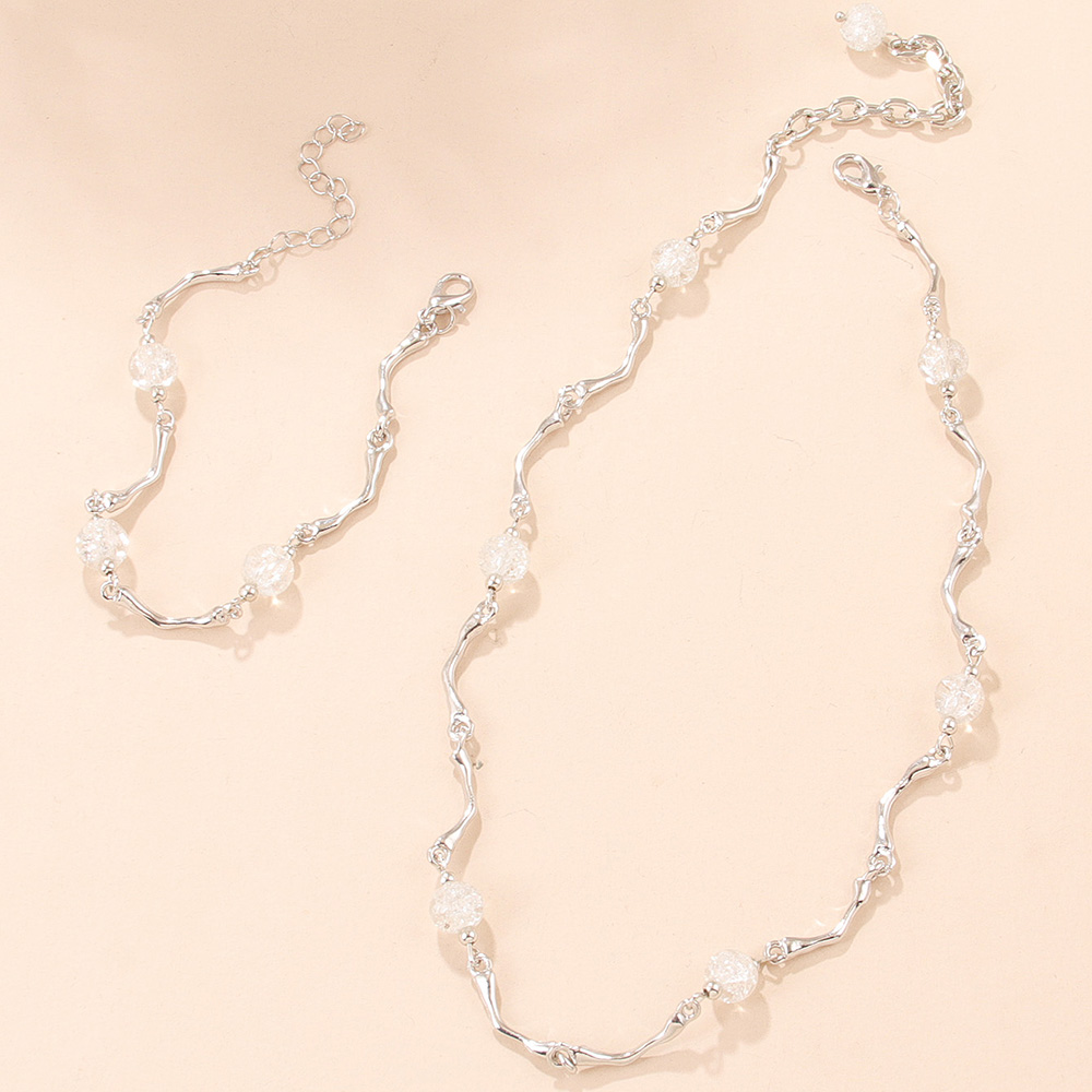 Fashion Irregular Alloy Plating Artificial Gemstones Womenu0027S Bracelets Necklace 1 Set