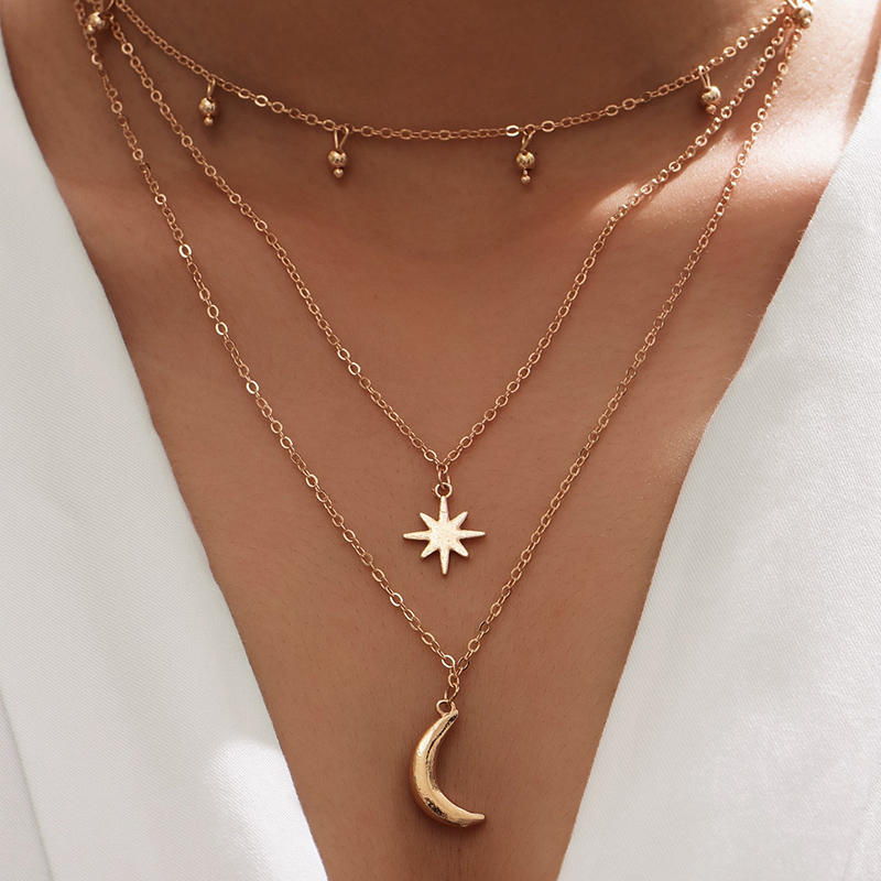 Simple Style Star Moon Alloy Plating Womenu0027S Layered Necklaces 1 Piece