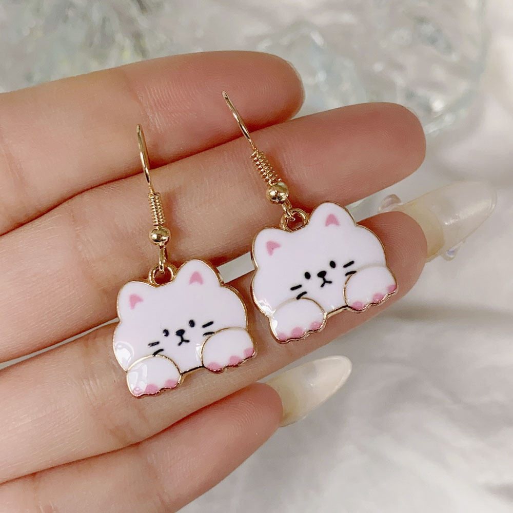 Cute Animal Cat Alloy Plating Womenu0027S Drop Earrings 1 Pair