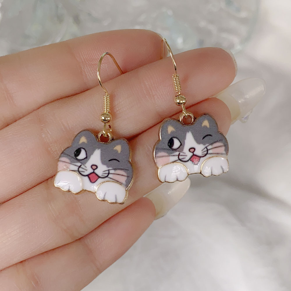 Cute Animal Cat Alloy Plating Womenu0027S Drop Earrings 1 Pair