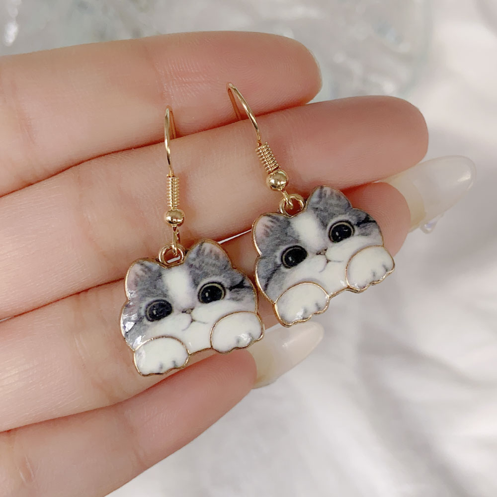 Cute Animal Cat Alloy Plating Womenu0027S Drop Earrings 1 Pair