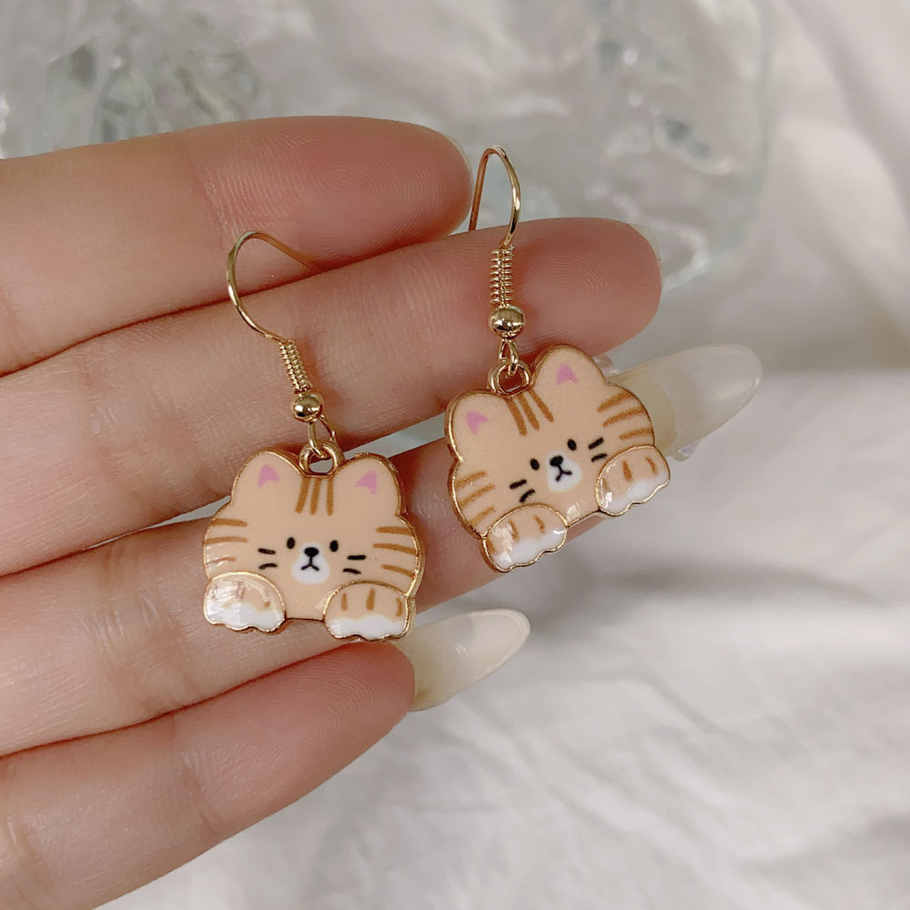 Cute Animal Cat Alloy Plating Womenu0027S Drop Earrings 1 Pair