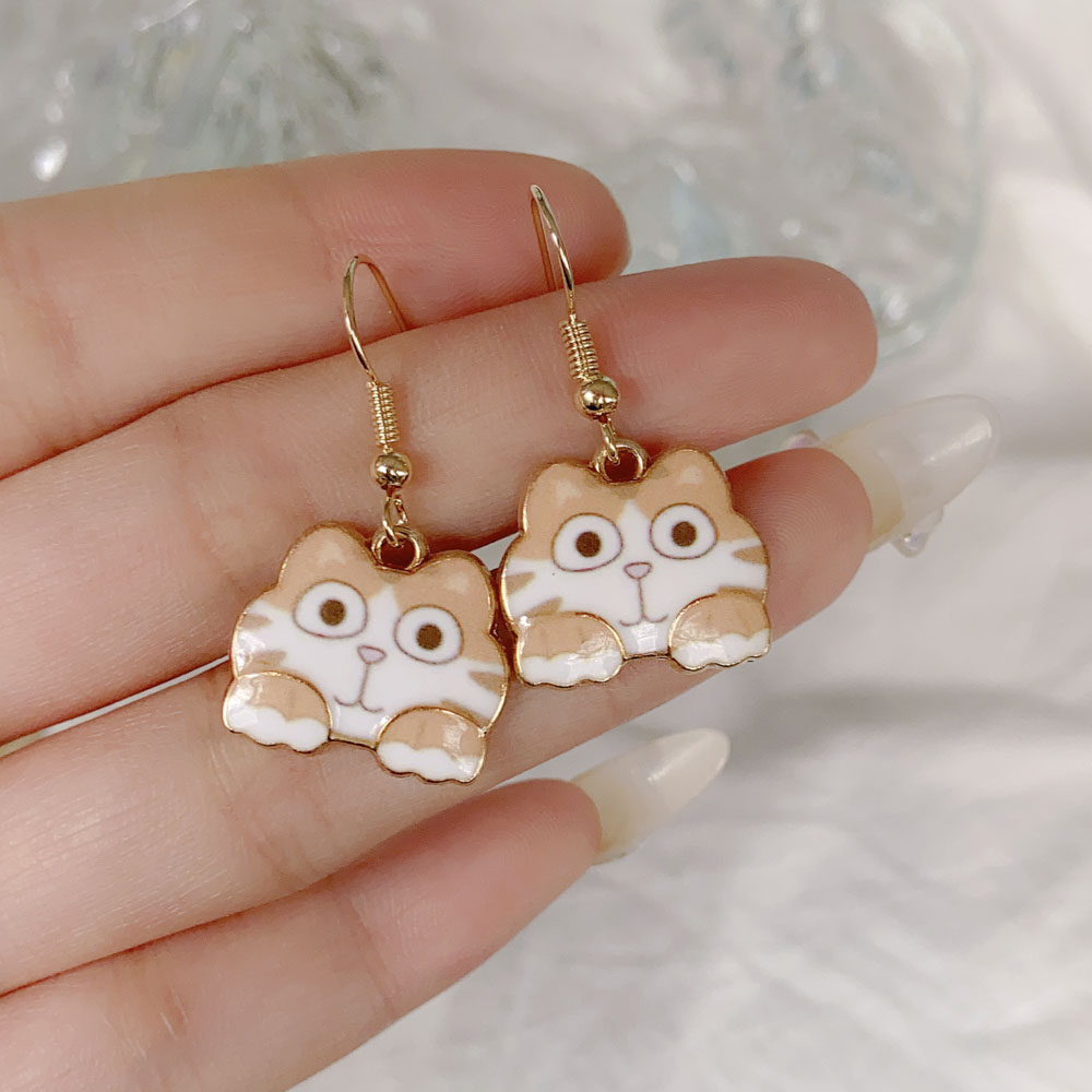 Cute Animal Cat Alloy Plating Womenu0027S Drop Earrings 1 Pair