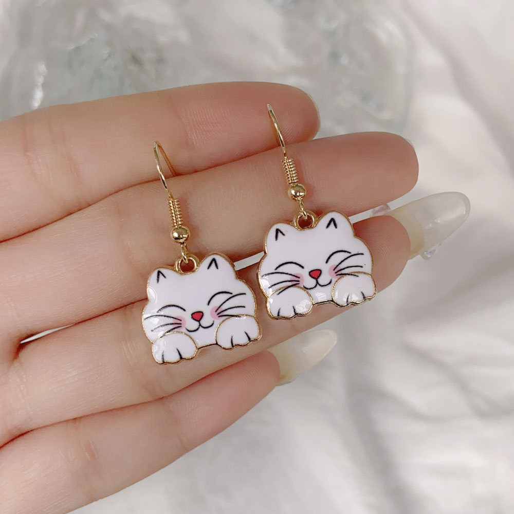 Cute Animal Cat Alloy Plating Womenu0027S Drop Earrings 1 Pair