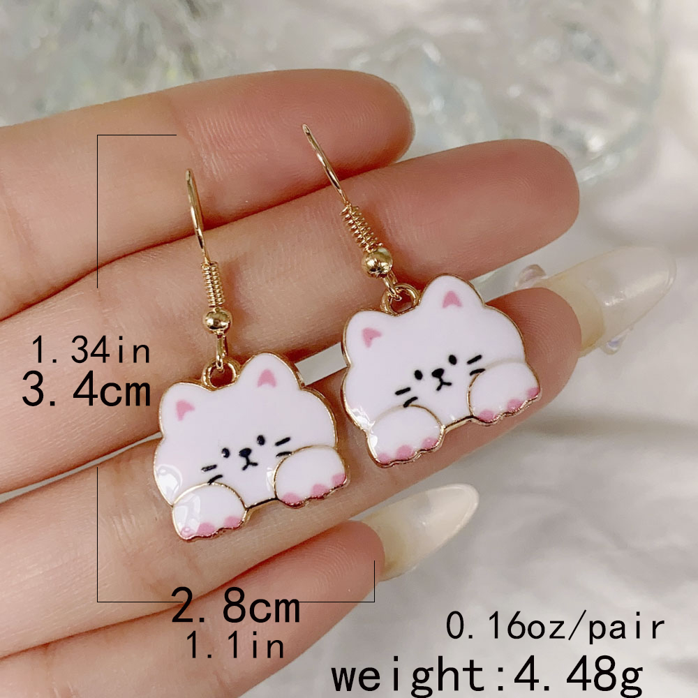 Cute Animal Cat Alloy Plating Womenu0027S Drop Earrings 1 Pair