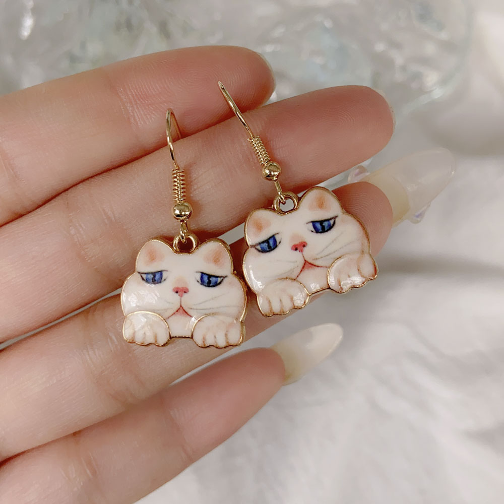 Cute Animal Cat Alloy Plating Womenu0027S Drop Earrings 1 Pair