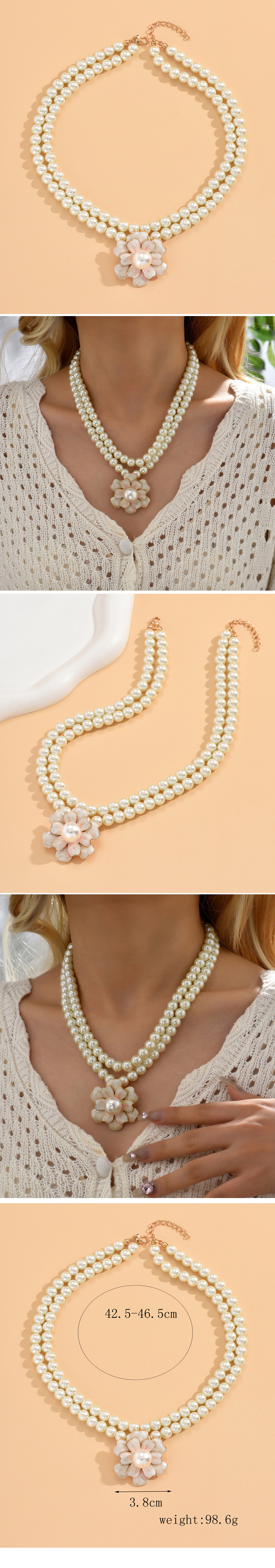 Fashion Flower Alloy Pearl Beaded Womenu0027S Necklace 1 Piece