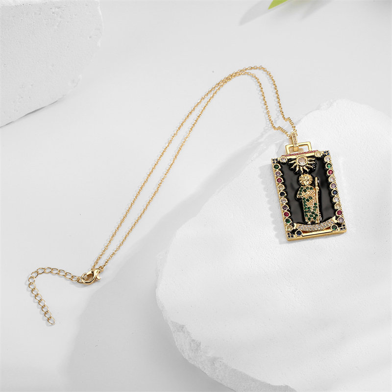 Fashion Totem Copper Plating Zircon Pendant Necklace 1 Piece