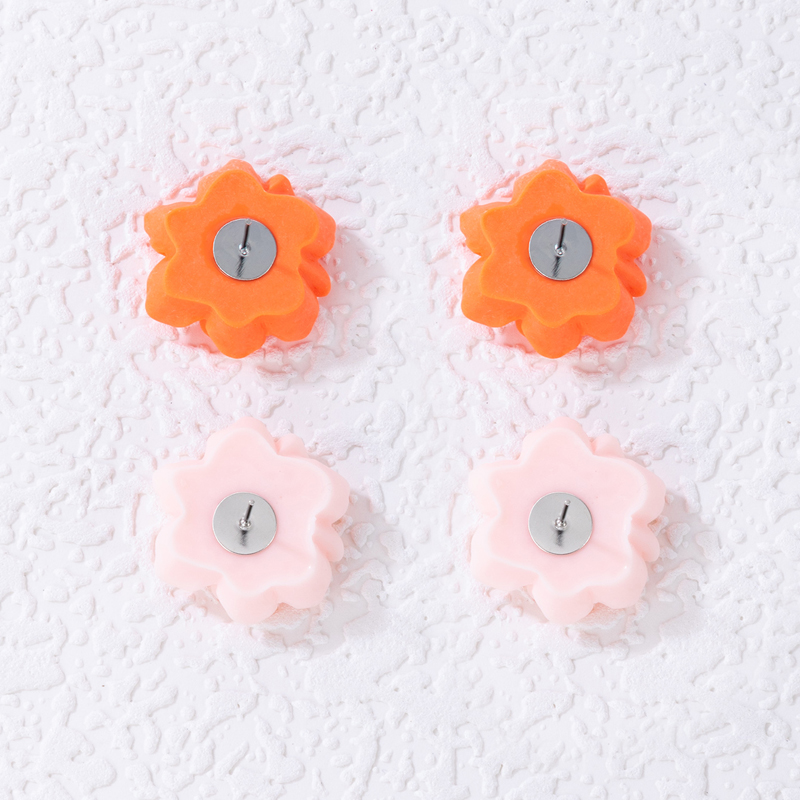 Simple Style Flower Alloy Three-dimensional Womenu0027S Ear Studs 1 Pair