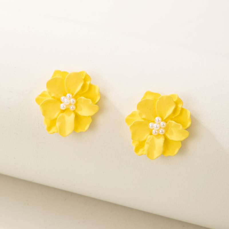 Simple Style Flower Alloy Three-dimensional Womenu0027S Ear Studs 1 Pair