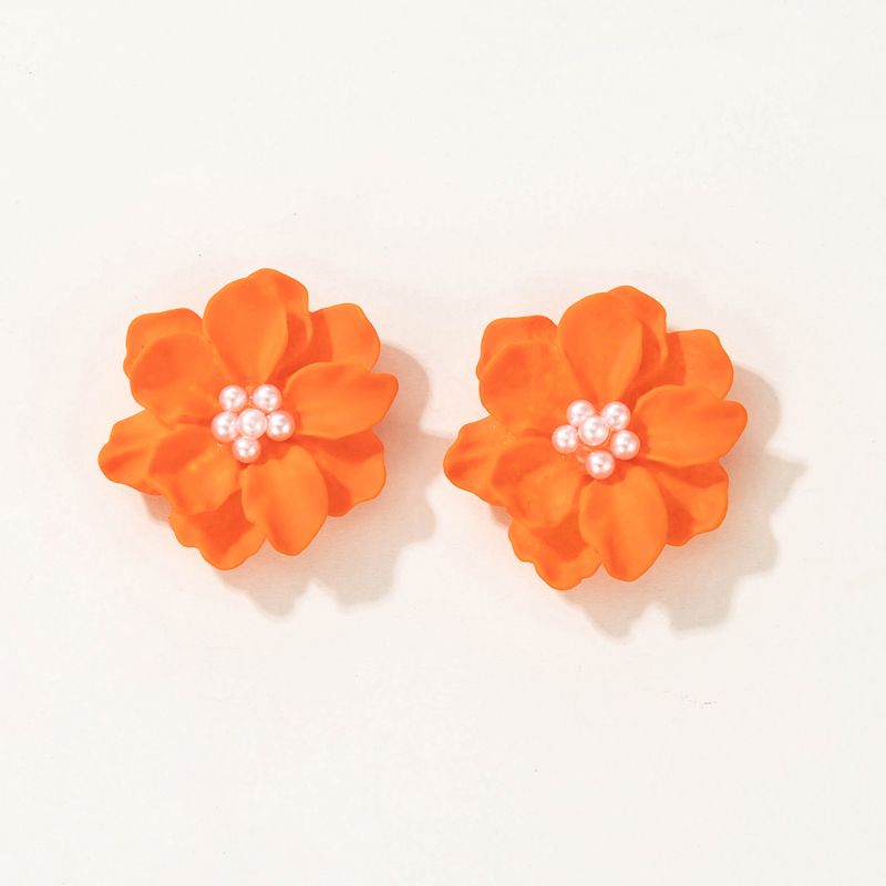 Simple Style Flower Alloy Three-dimensional Womenu0027S Ear Studs 1 Pair