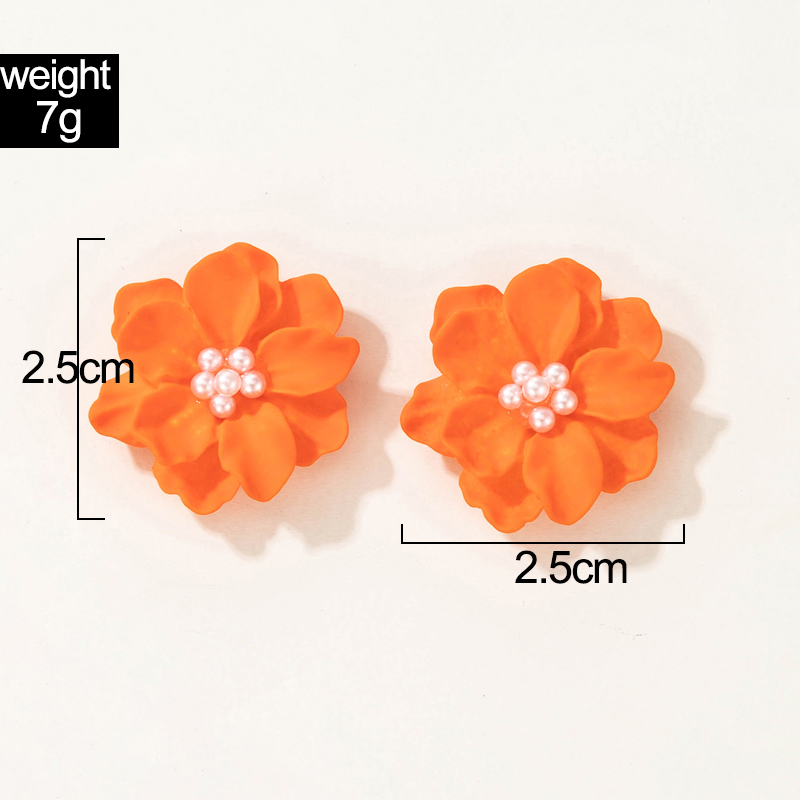 Simple Style Flower Alloy Three-dimensional Womenu0027S Ear Studs 1 Pair