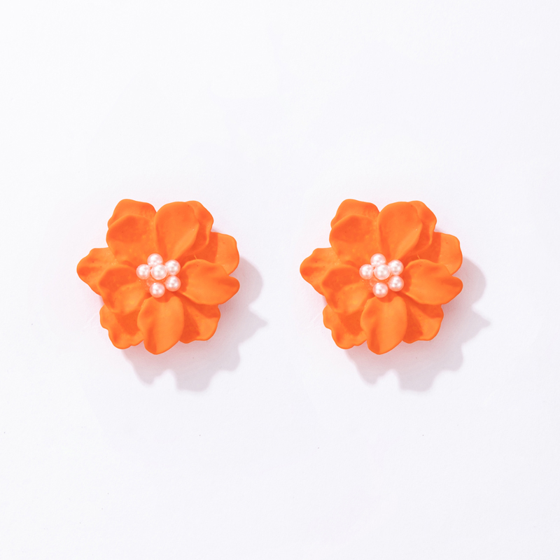 Simple Style Flower Alloy Three-dimensional Womenu0027S Ear Studs 1 Pair