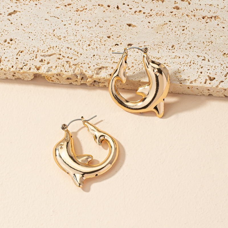 Fashion Dolphin Alloy Plating Womenu0027S Hoop Earrings 1 Pair