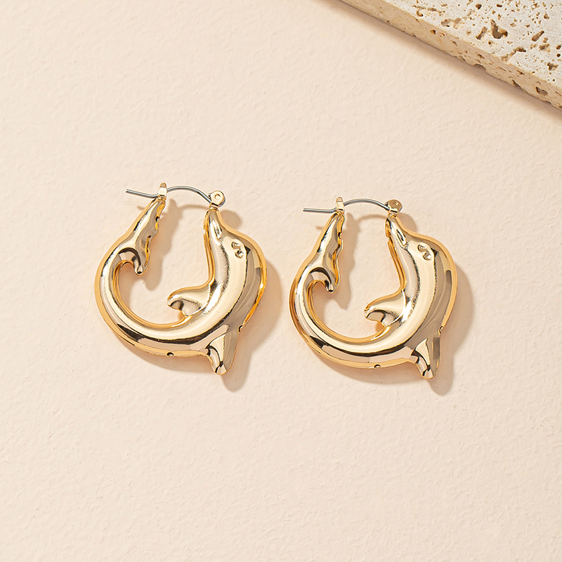 Fashion Dolphin Alloy Plating Womenu0027S Hoop Earrings 1 Pair