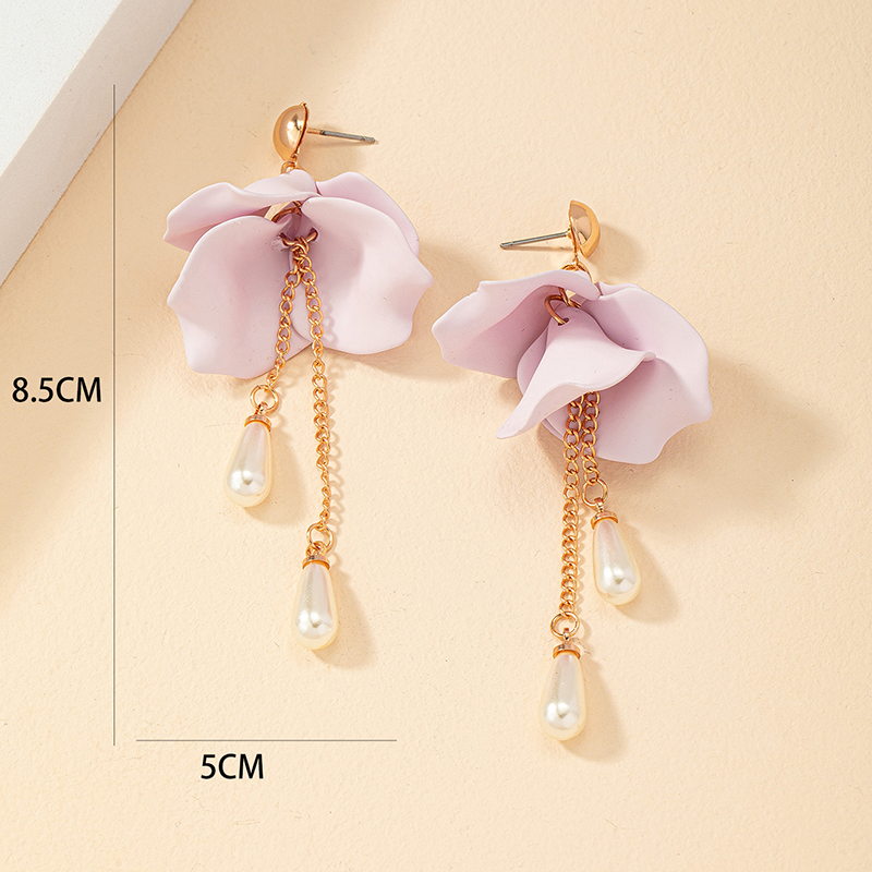 Sweet Tassel Flower Alloy Inlay Pearl Womenu0027S Drop Earrings 1 Pair