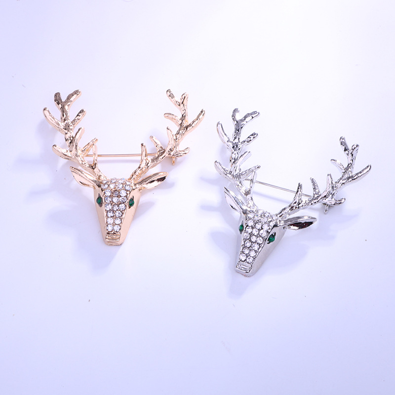 Fashion Elk Alloy Plating Rhinestones Unisex Brooches