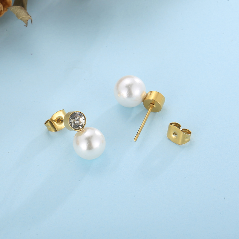 Fashion Geometric Titanium Steel Inlay Artificial Pearls Rhinestones Womenu0027S Earrings Necklace