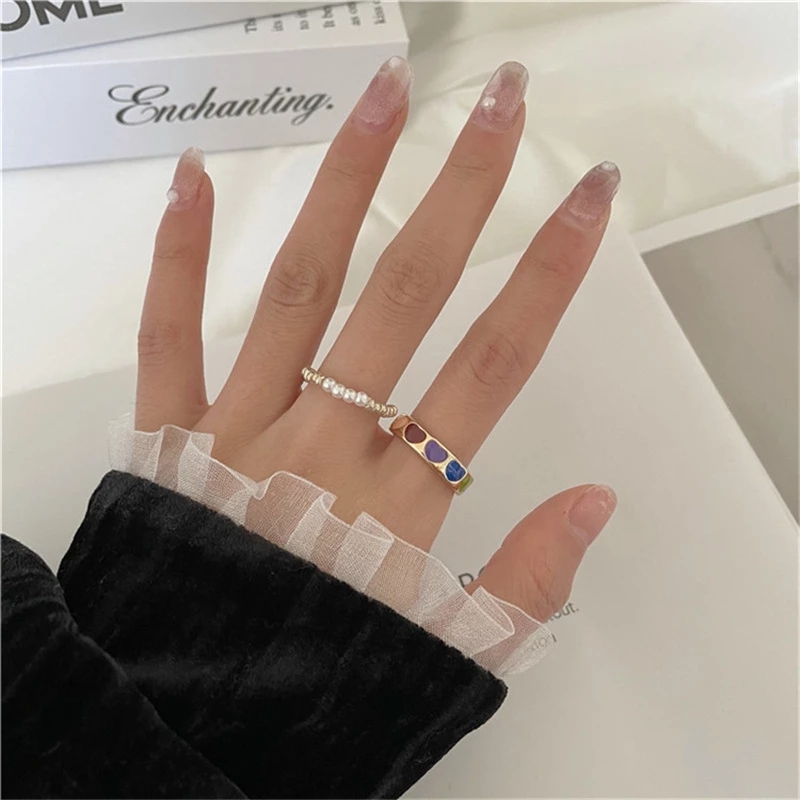 Vintage Style Heart Shape Alloy Plating Womenu0027S Rings 2 Pieces