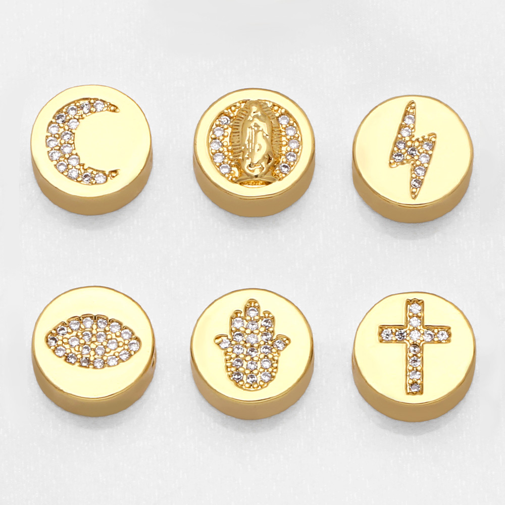 Fashion Cross Moon Lightning Copper Gold Plated Zircon Jewelry Accessories 1 Piece