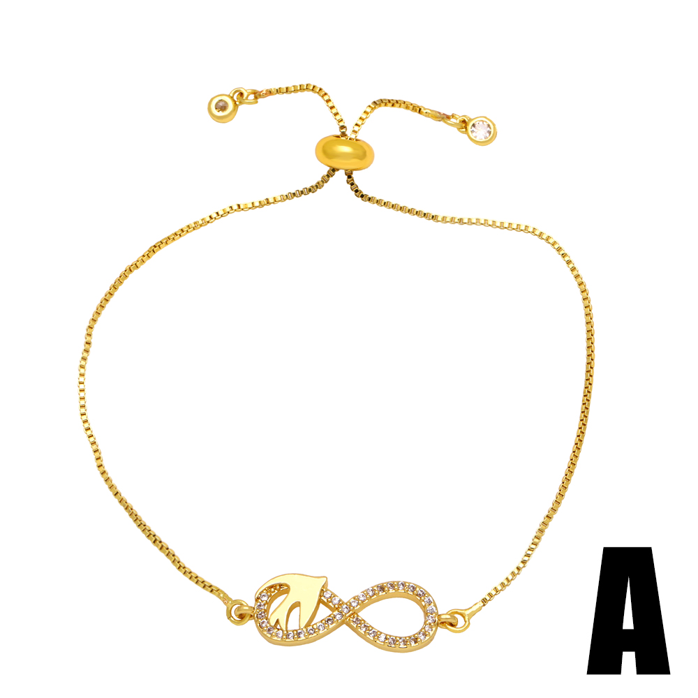 Simple Style Cross Heart Shape Copper Gold Plated Zircon Bracelets 1 Piece