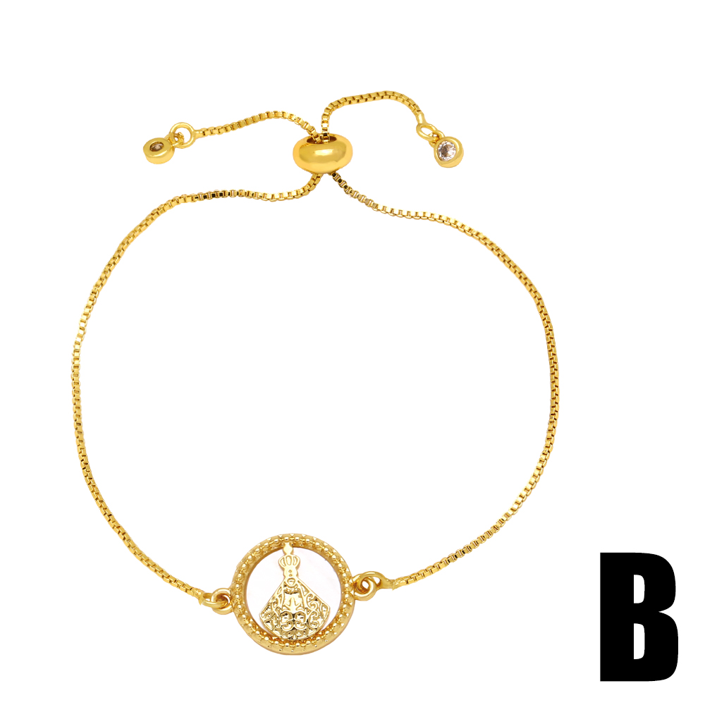 Simple Style Cross Heart Shape Copper Gold Plated Zircon Bracelets 1 Piece