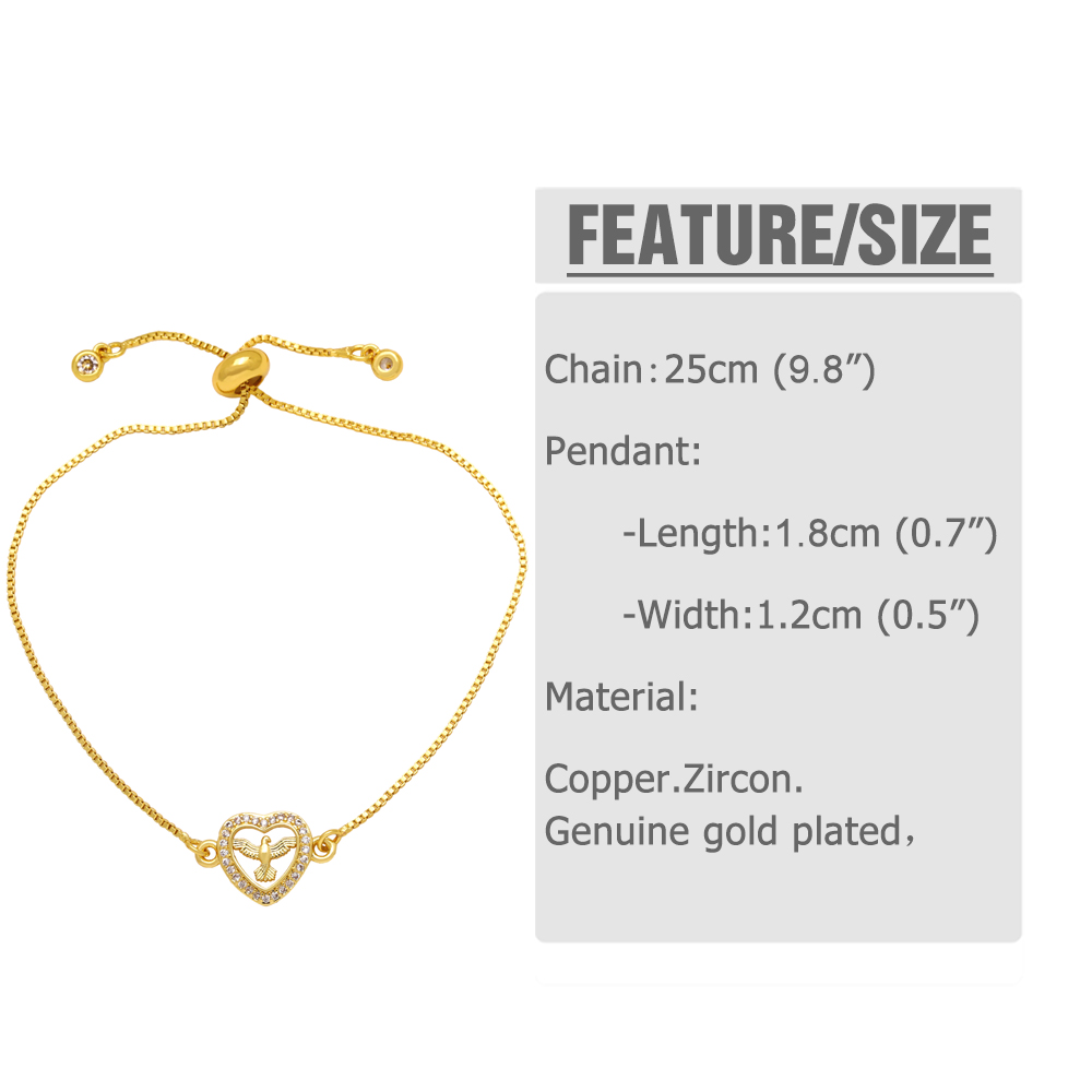 Simple Style Cross Heart Shape Copper Gold Plated Zircon Bracelets 1 Piece