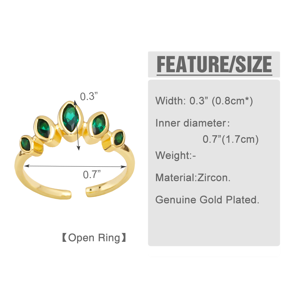 Simple Style Geometric Copper Gold Plated Zircon Open Ring 1 Piece