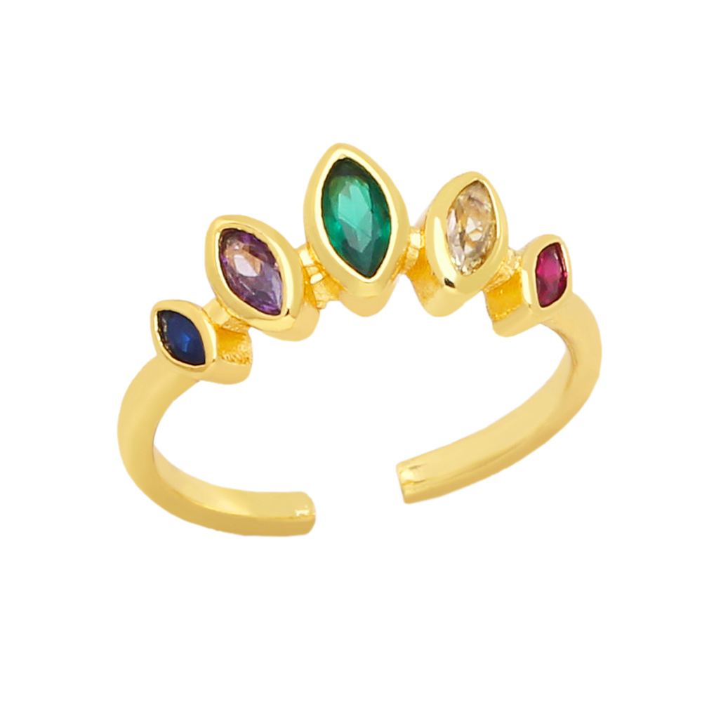 Simple Style Geometric Copper Gold Plated Zircon Open Ring 1 Piece