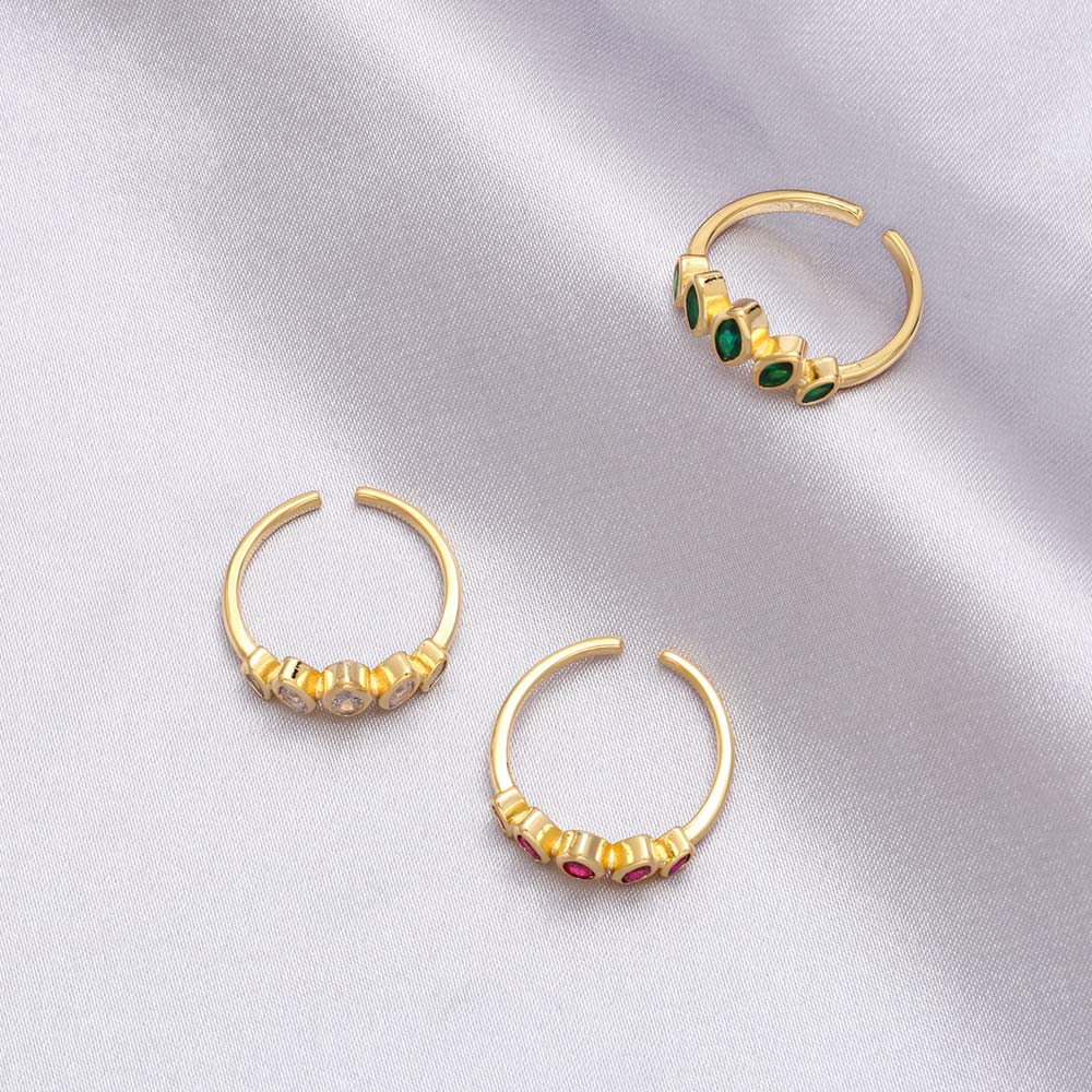 Simple Style Geometric Copper Gold Plated Zircon Open Ring 1 Piece