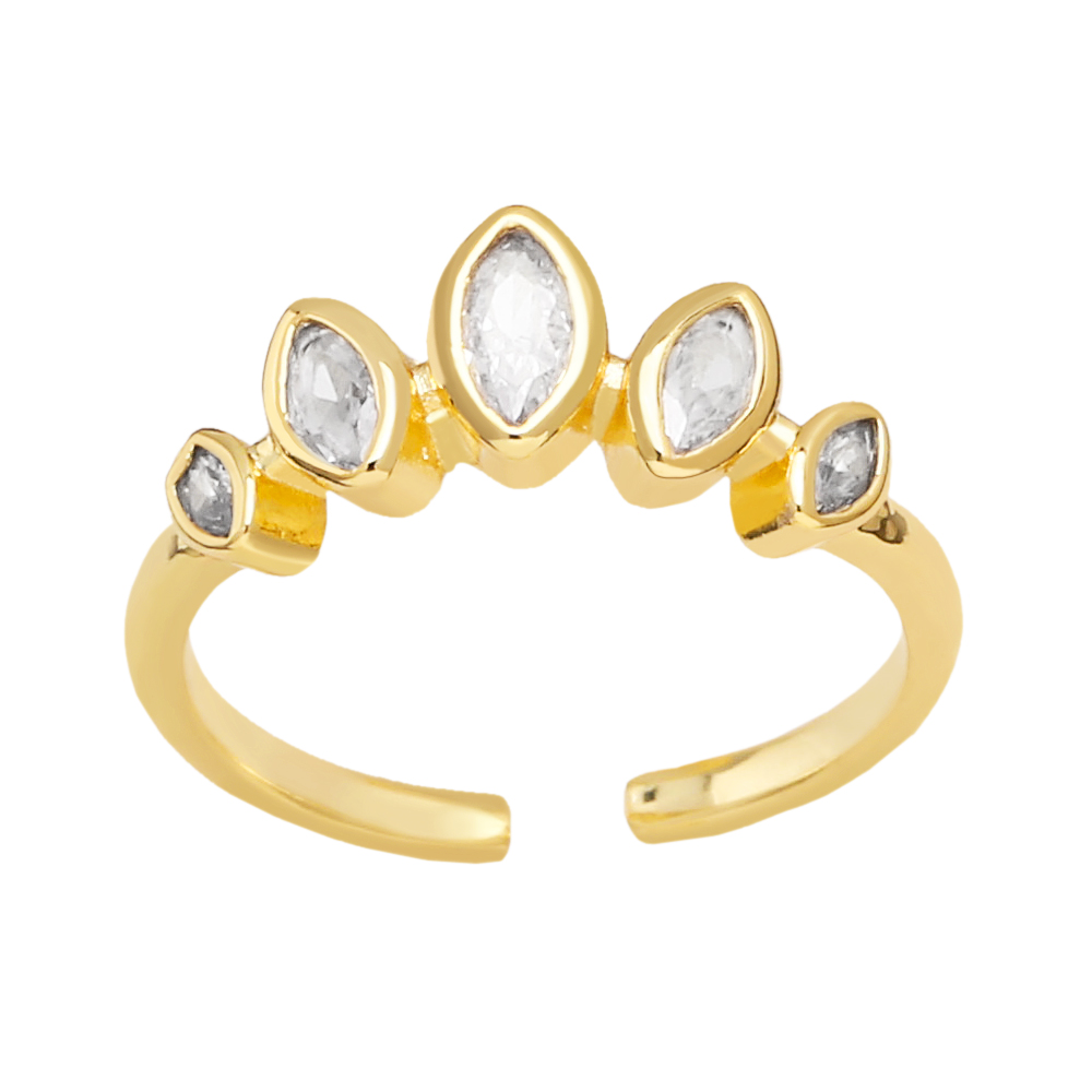 Simple Style Geometric Copper Gold Plated Zircon Open Ring 1 Piece