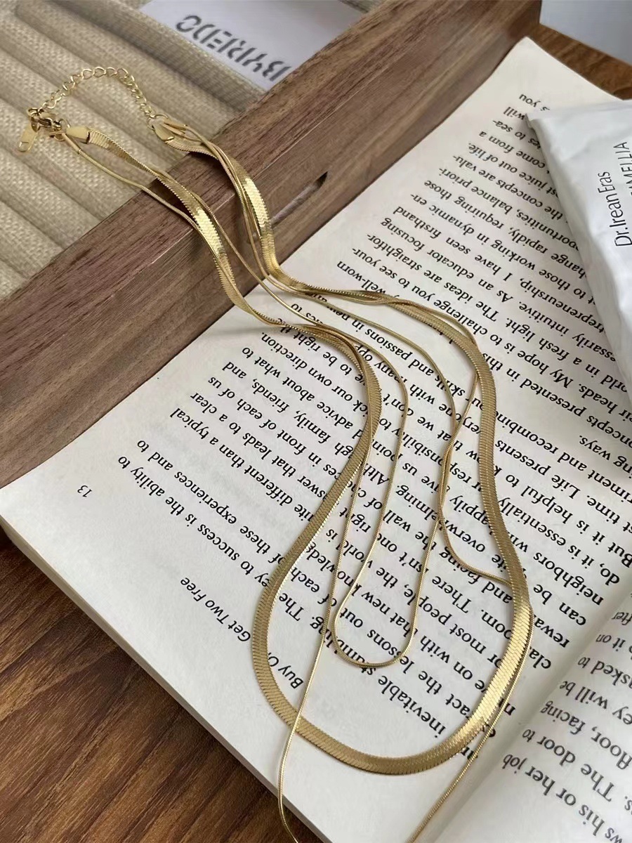 Fashion Solid Color Stainless Steel Gold Plated Layered Necklaces 1 Piece