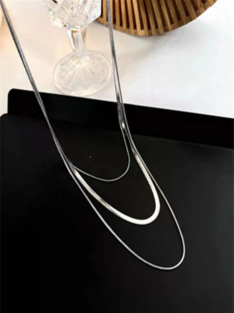 Fashion Solid Color Stainless Steel Gold Plated Layered Necklaces 1 Piece