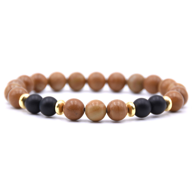 Retro Round natural stone Beaded Bracelets 1 Piece