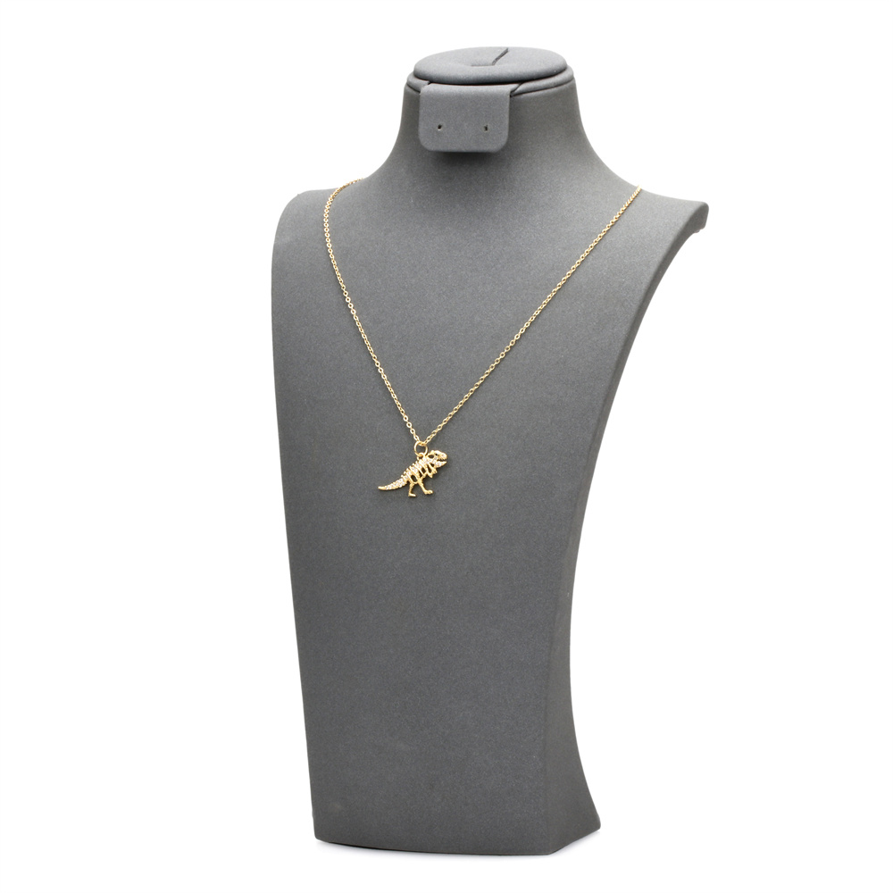 Fashion Dinosaur Copper Gold Plated Zircon Pendant Necklace 1 Piece