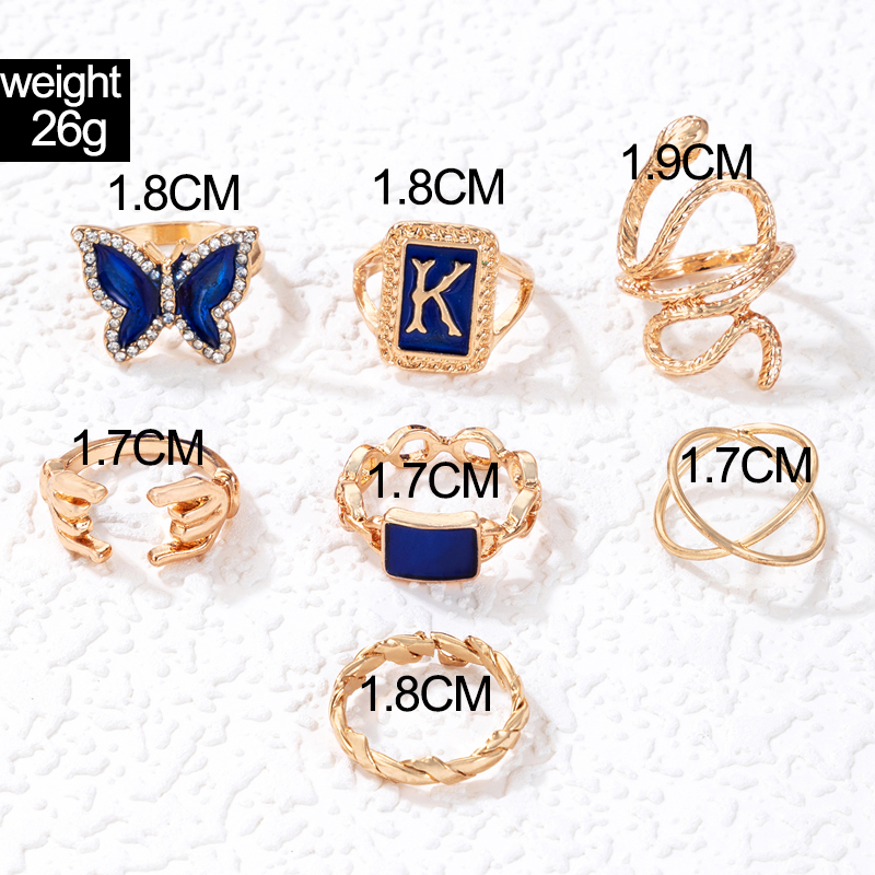 Fashion Snake Butterfly Alloy Plating Rhinestones Womenu0027S Rings 8 Pieces