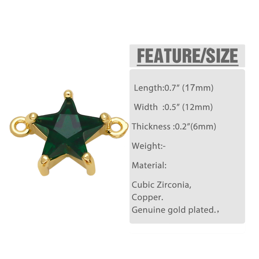 Fashion Pentagram Copper Gold Plated Zircon Jewelry Accessories 1 Piece