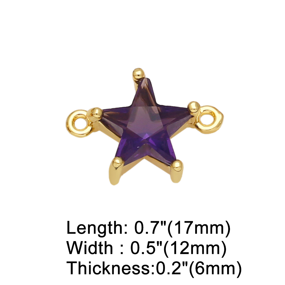 Fashion Pentagram Copper Gold Plated Zircon Jewelry Accessories 1 Piece