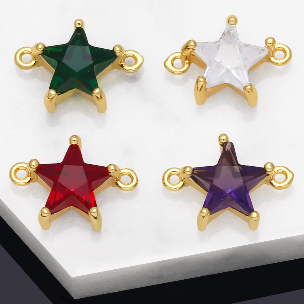 Fashion Pentagram Copper Gold Plated Zircon Jewelry Accessories 1 Piece